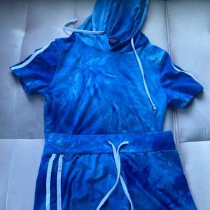 Blue tie dye two piece set